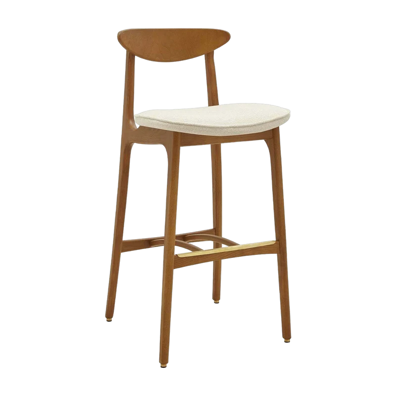 Chaise de bar en tissu bouclé crème et frêne foncé 100cmSérie 200-190 Mix - 366 Concept