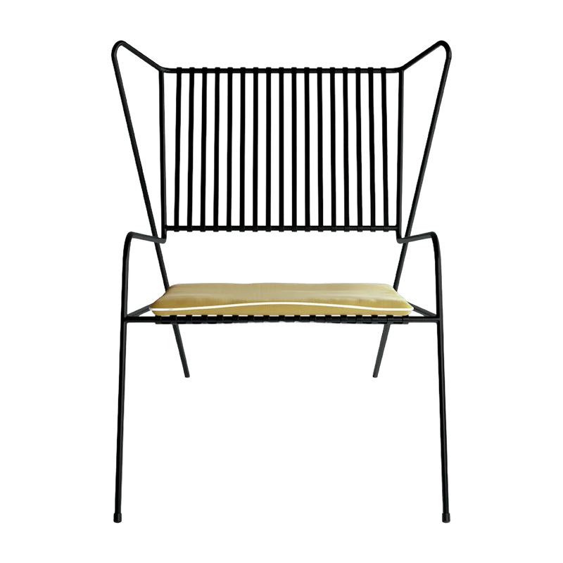 Chaise lounge en acier noir et coussin d'assise jaune Capri Easy - Cools Collection