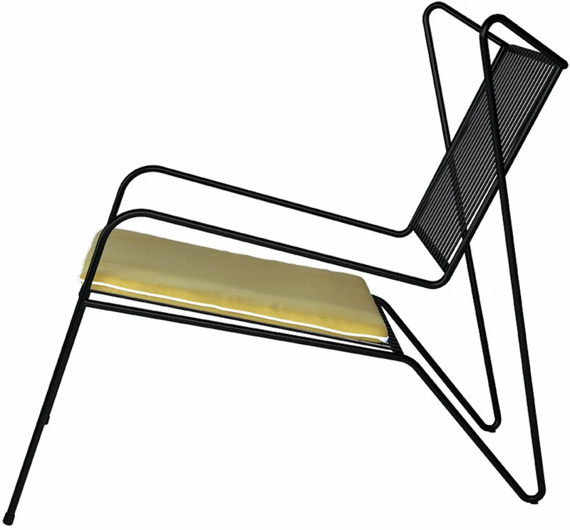 Chaise lounge en acier noir et coussin d'assise jaune Capri Easy - Cools Collection