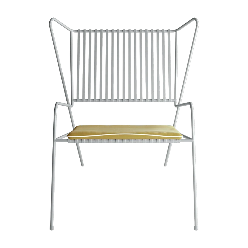 Chaise lounge en acier blanc et coussin d'assise jaune Capri Easy - Cools Collection