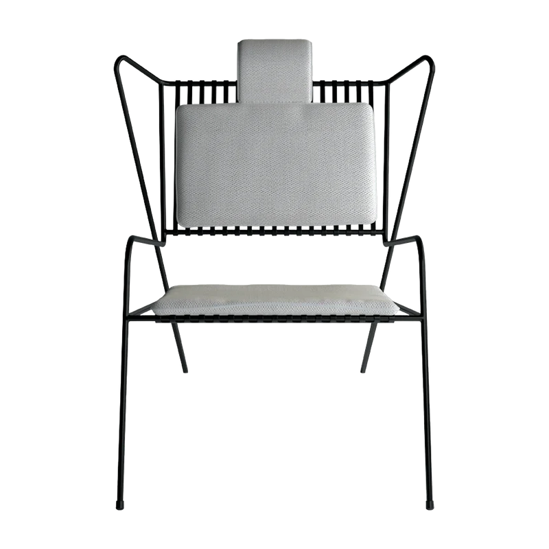 Chaise lounge en acier noir et coussins beige Capri Easy - Cools Collection