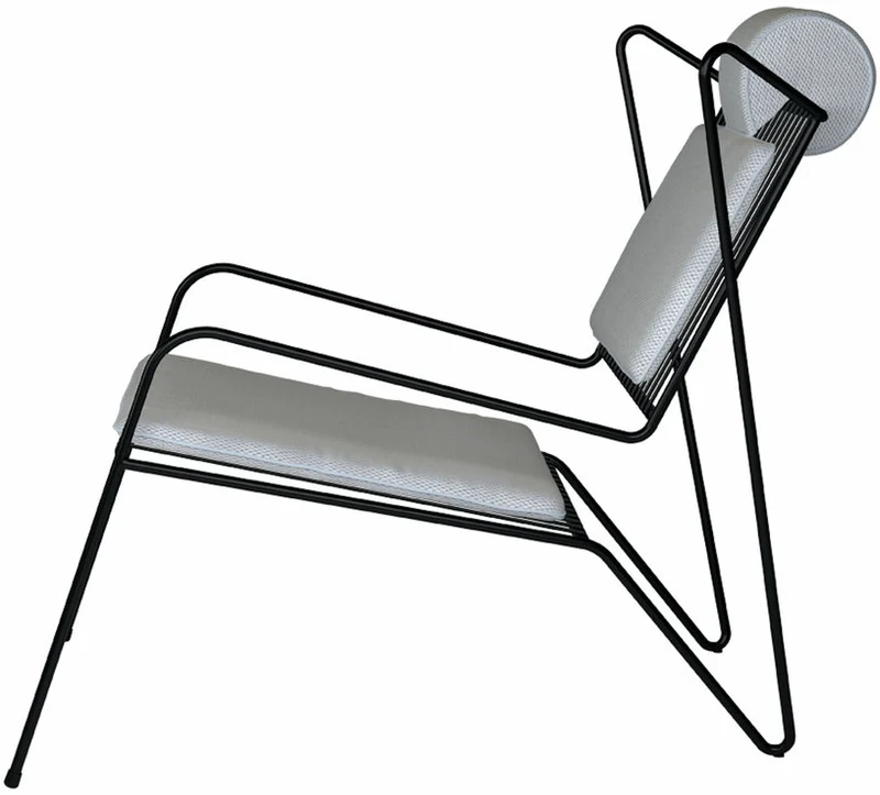 Chaise lounge en acier noir et coussins beige Capri Easy - Cools Collection