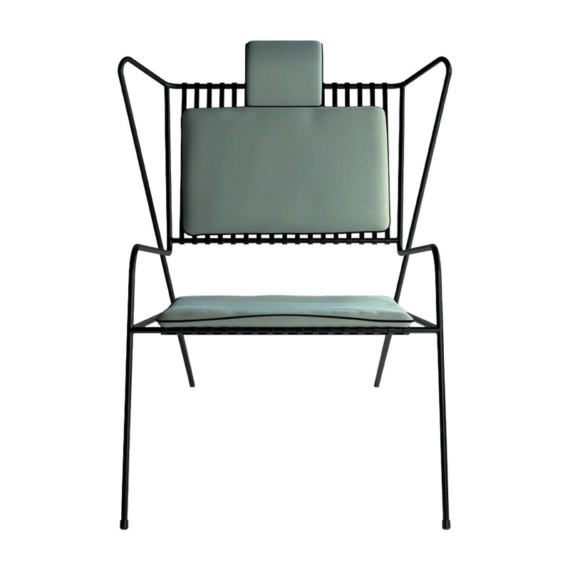 Chaise lounge en acier noir et coussins opale Capri Easy - Cools Collection