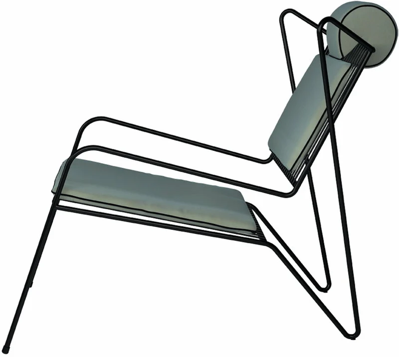 Chaise lounge en acier noir et coussins opale Capri Easy - Cools Collection