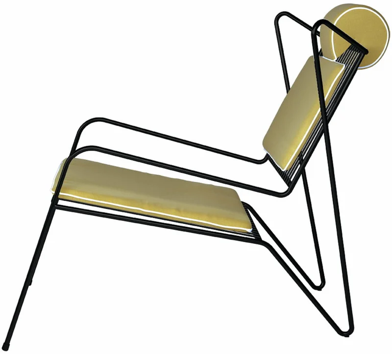 Chaise lounge en acier noir et coussins jaune Capri Easy - Cools Collection