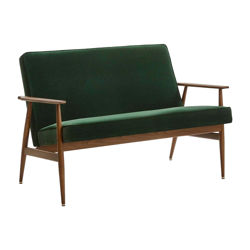 Canapé en velours vert bouteille et frêne foncé 120 cm Fox - 366 Concept