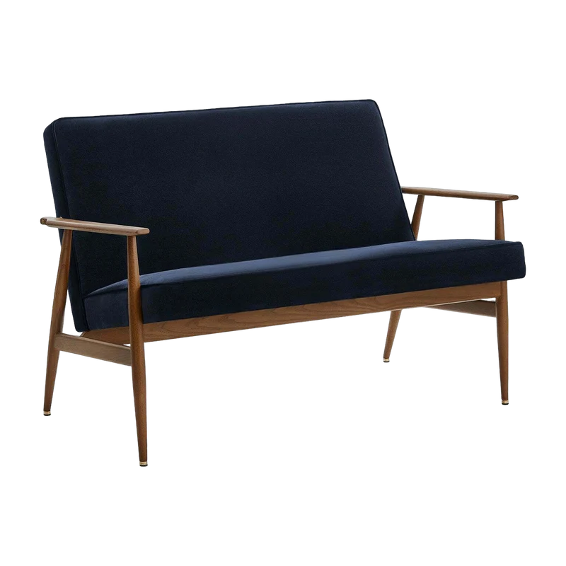 Canapé en velours indigo et frêne foncé 120 cm Fox - 366 Concept