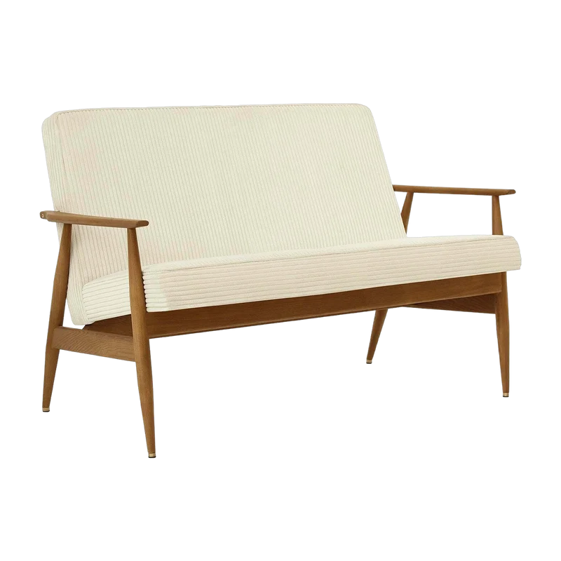 Canapé en tissu cord crème et frêne foncé 120 cm Fox - 366 Concept