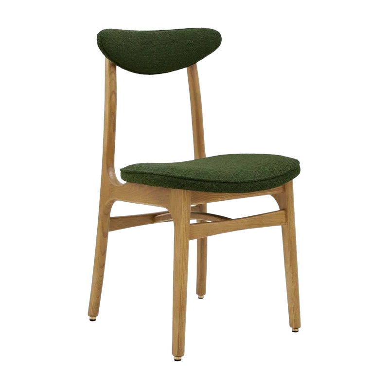 Chaise en tissu bouclé vert bouteille et frêne nature 52 x 45 Série 200-190 - 366 Concept