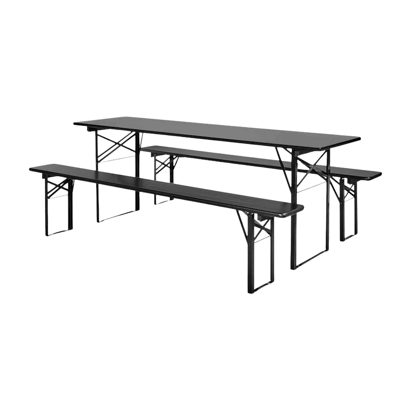 Table à manger et bancs en bois de pin noir 220 cm - Nordal