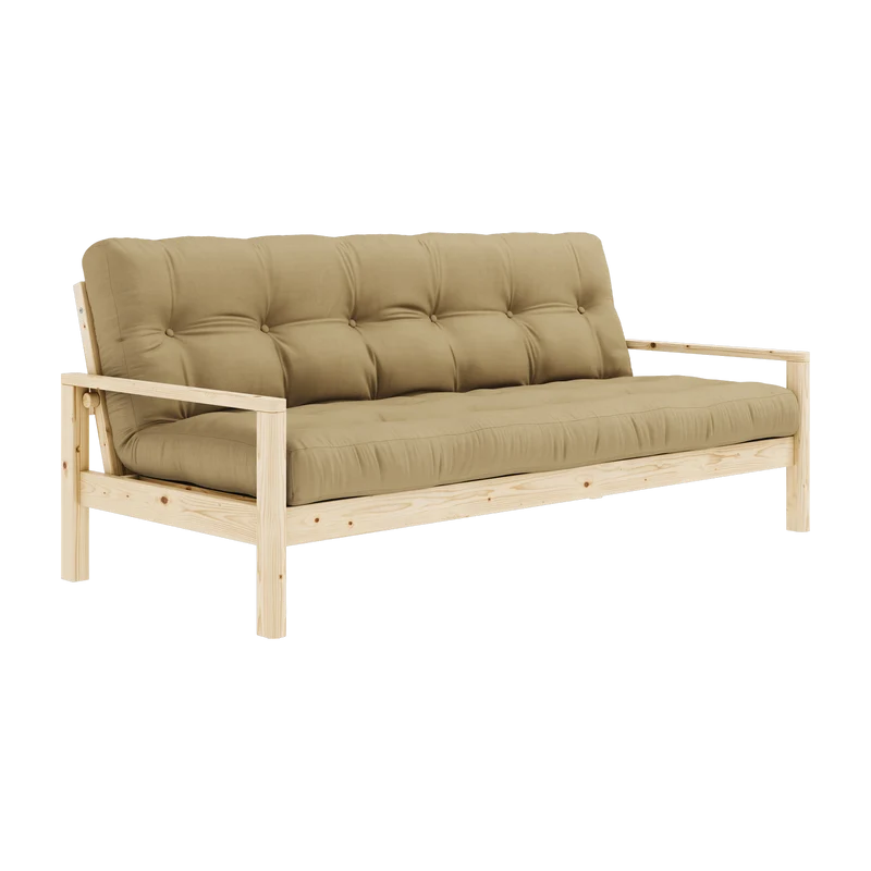 Canapé-lit en bois clair et tissu blé beige Knob - Karup Design