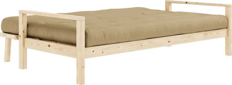Canapé-lit en bois clair et tissu blé beige Knob - Karup Design