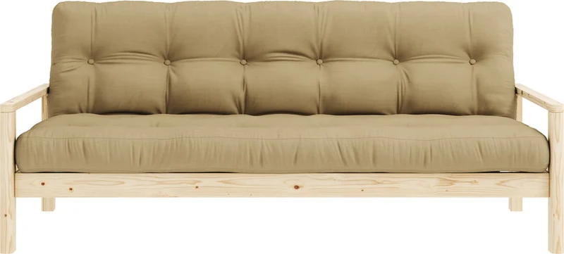 Canapé-lit en bois clair et tissu blé beige Knob - Karup Design