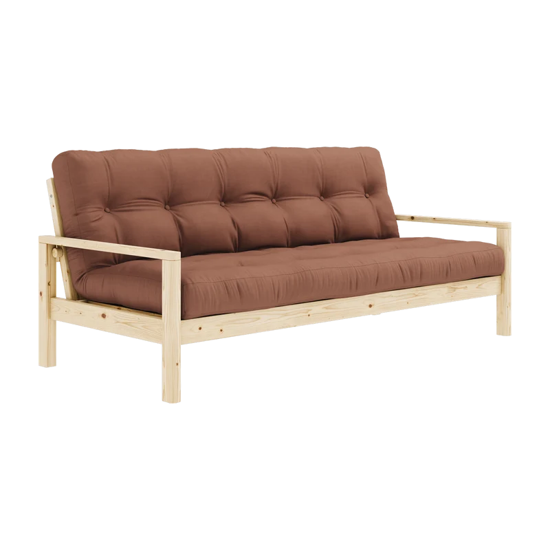 Canapé-lit en bois clair et tissu marron argile Knob - Karup Design