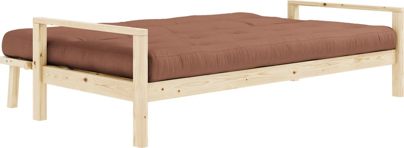 Canapé-lit en bois clair et tissu marron argile Knob - Karup Design