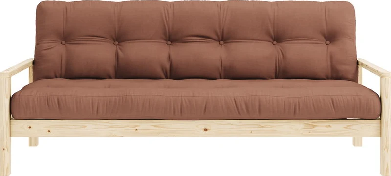 Canapé-lit en bois clair et tissu marron argile Knob - Karup Design