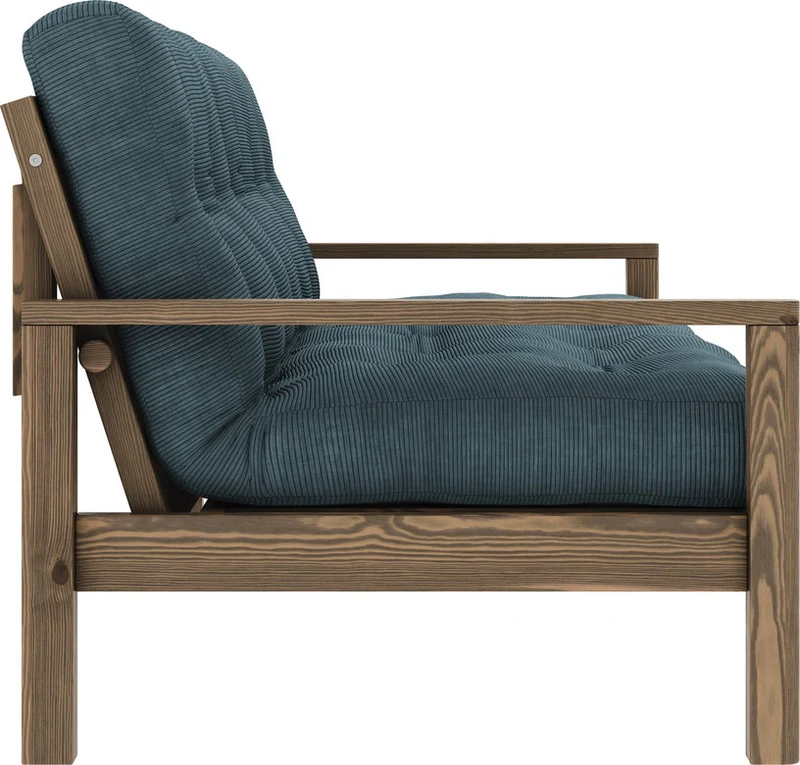 Canapé-lit en bois foncé et velours côtelé bleu pale Knob - Karup Design