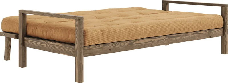 Canapé-lit en bois foncé et velours côtelé marron fudge Knob - Karup Design