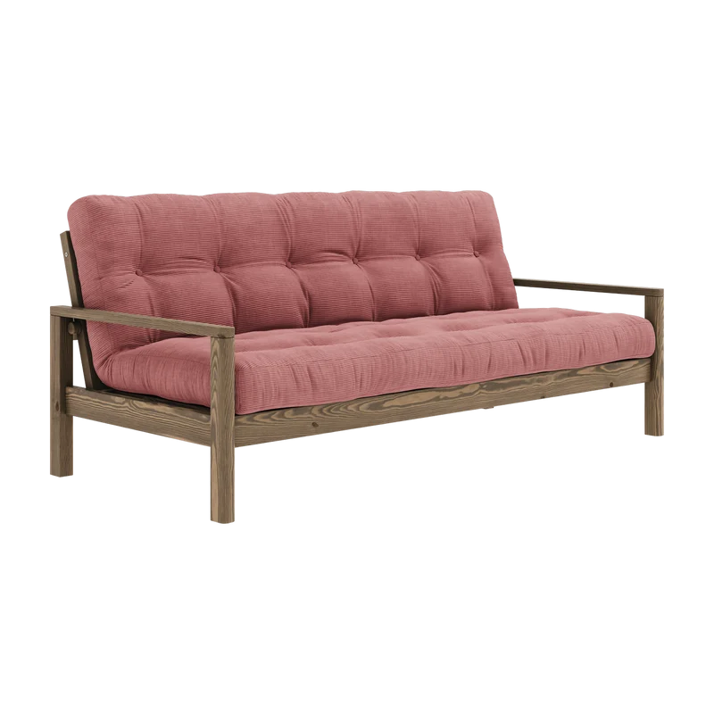 Canapé-lit en bois foncé et tissu rose sorbet Knob - Karup Design