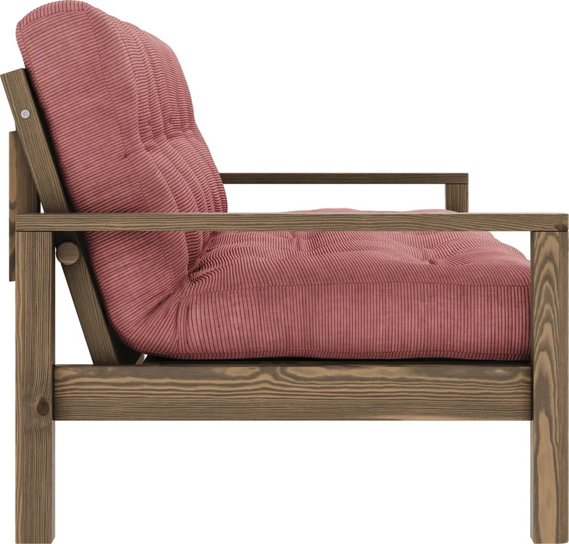Canapé-lit en bois foncé et tissu rose sorbet Knob - Karup Design