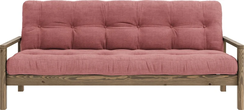 Canapé-lit en bois foncé et tissu rose sorbet Knob - Karup Design