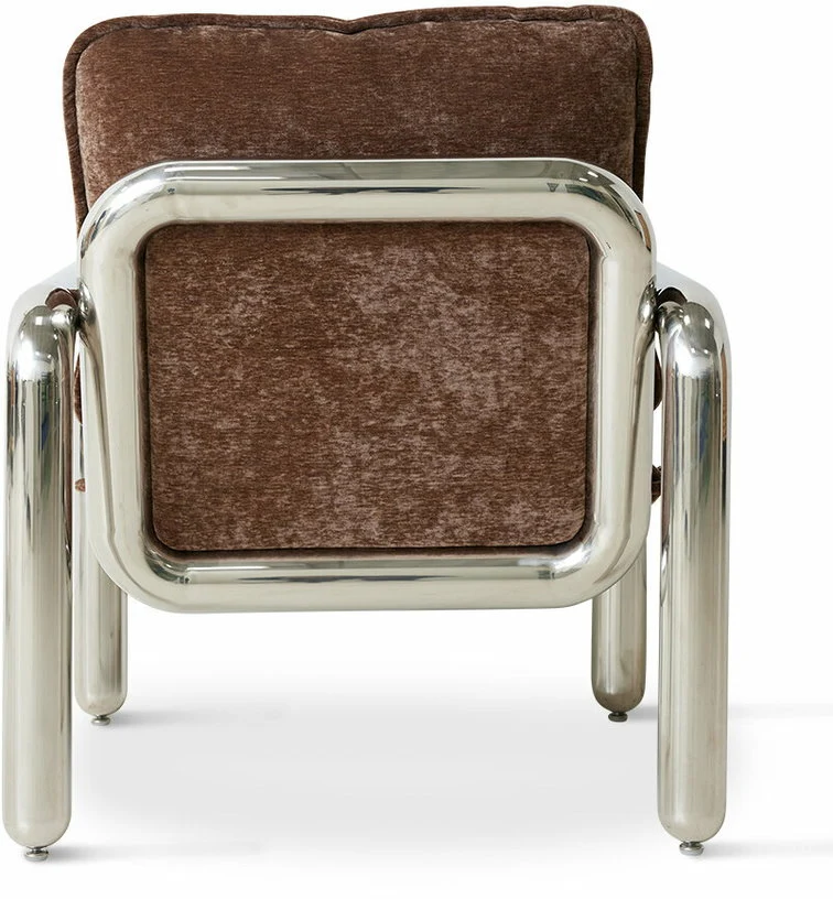 Fauteuil lounge chromé Velvet Brown - HKliving