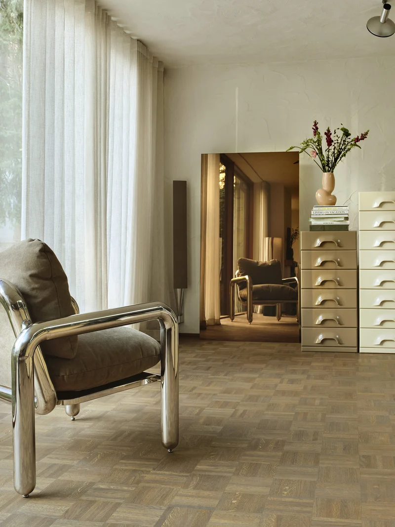 Fauteuil lounge chromé Velvet Brown - HKliving