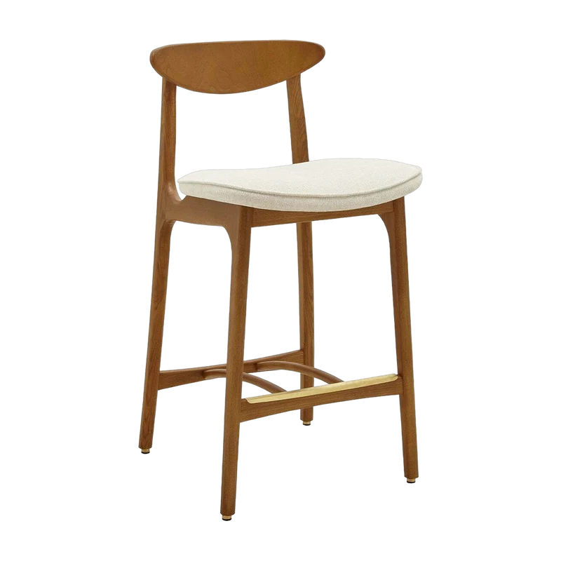 Chaise de bar en marbre blanc et frêne foncé 65 cm Série 200-190 Mix - 366 Concept