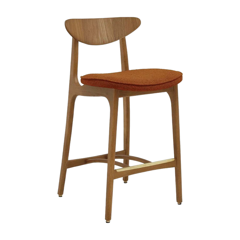 Chaise de bar en tissu bouclé sierra et frêne foncé 65 cm Série 200-190 Mix - 366 Concept
