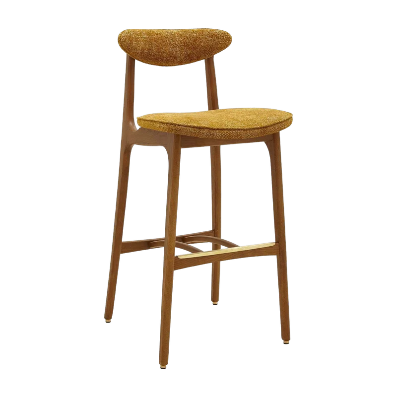 Chaise de bar en marbre moutarde et frêne foncé 100cm Série 200-190 - 366 Concept