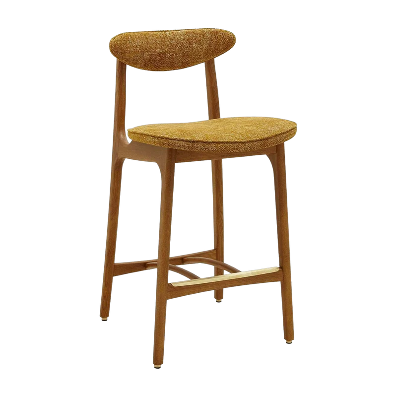 Chaise de bar en marbre moutarde et frêne foncé 90cm Série 200-190 - 366 Concept