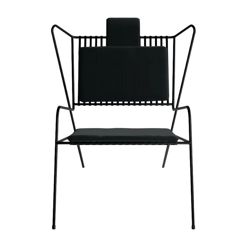 Chaise lounge en acier noir et coussins noir Capri Easy - Cools Collection
