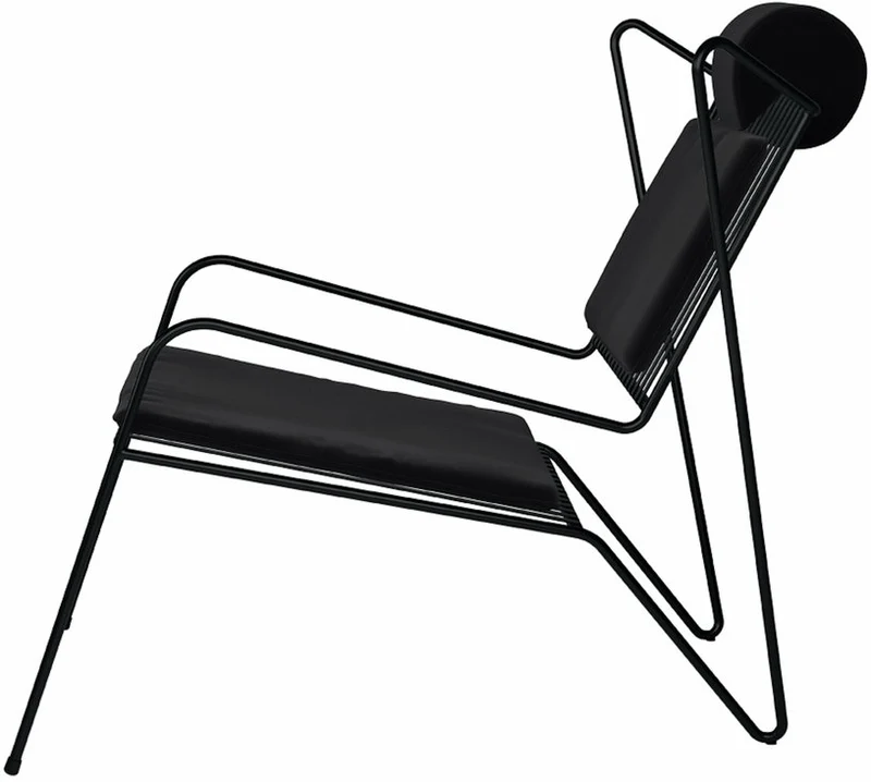 Chaise lounge en acier noir et coussins noir Capri Easy - Cools Collection