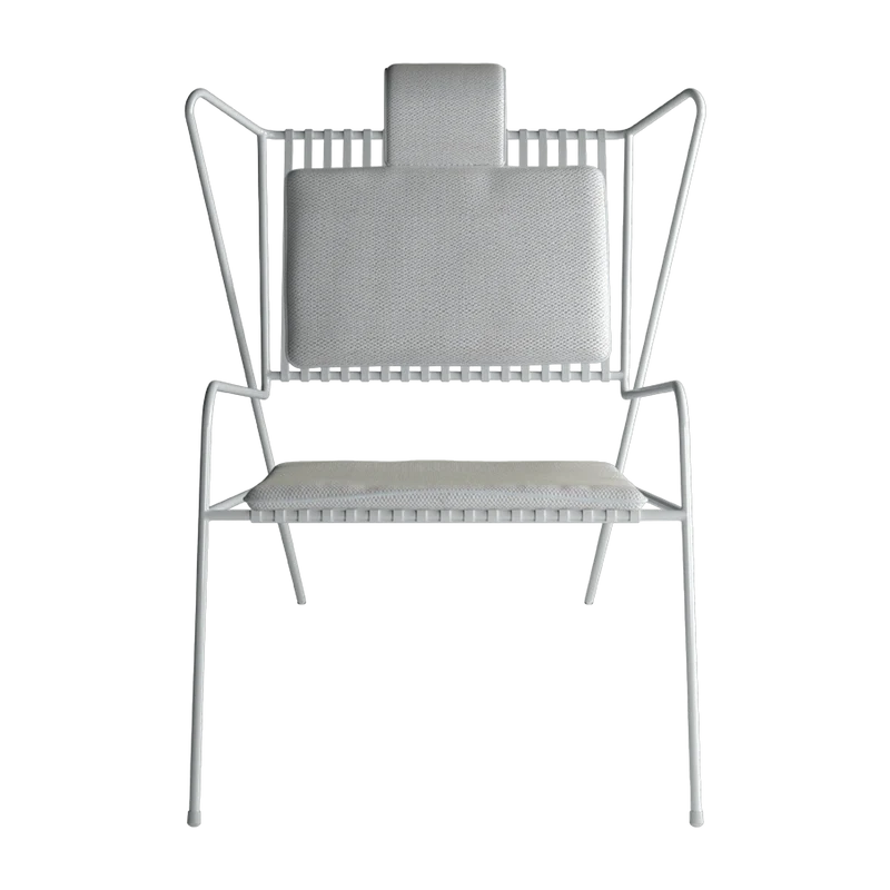 Chaise lounge en acier blanc et coussins beiges Capri Easy - Cools Collection