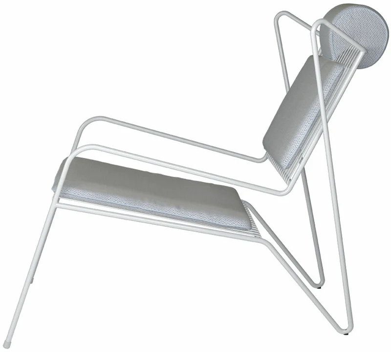 Chaise lounge en acier blanc et coussins beiges Capri Easy - Cools Collection