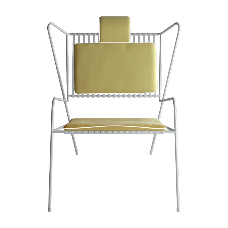 Chaise lounge en acier blanc et coussins jaunes Capri Easy - Cools Collection