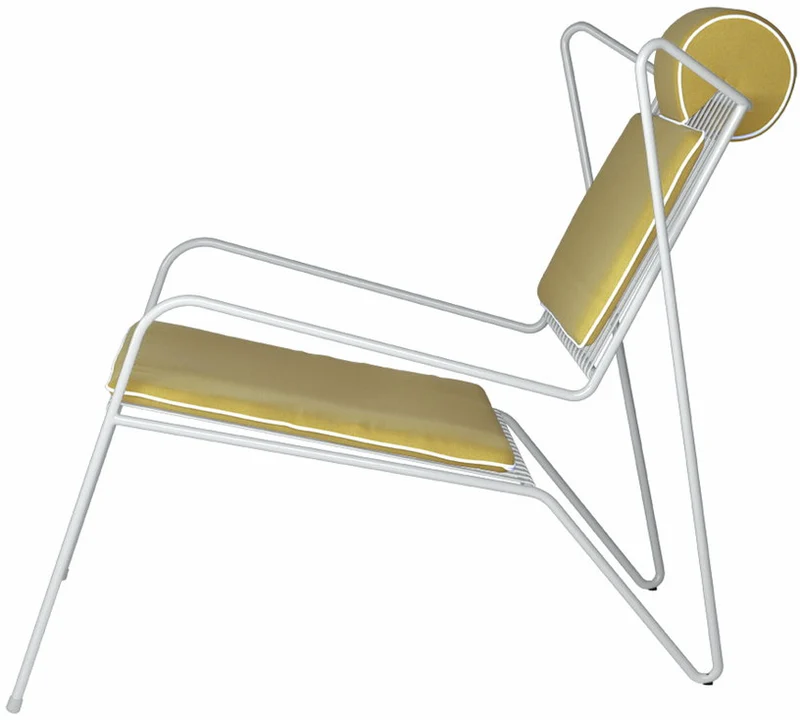 Chaise lounge en acier blanc et coussins jaunes Capri Easy - Cools Collection