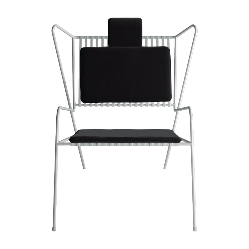 Chaise lounge en acier blanc et coussins noirs Capri Easy - Cools Collection