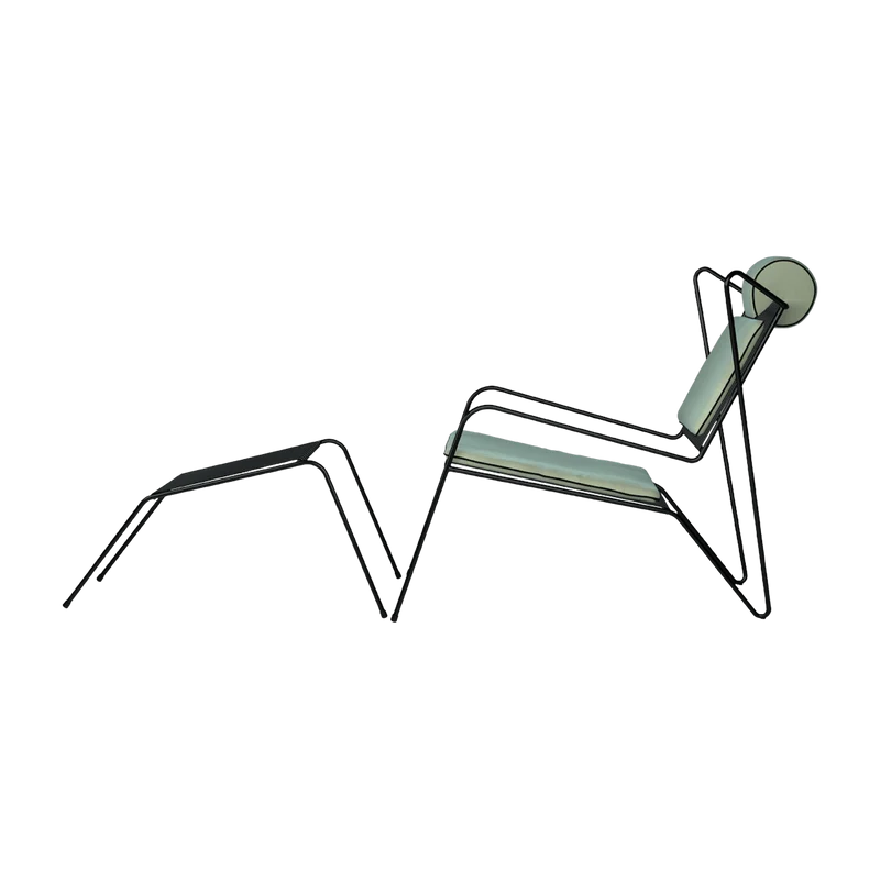 Chaise lounge avec repose pieds en acier noir et coussins opal Capri Easy - Cools Collection