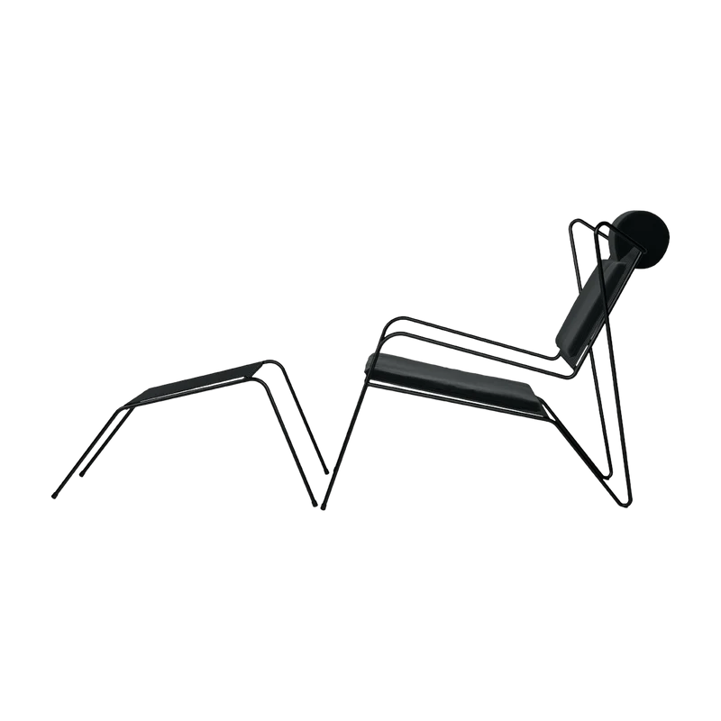 Chaise lounge avec repose pieds en acier et coussins noir Capri Easy - Cools Collection