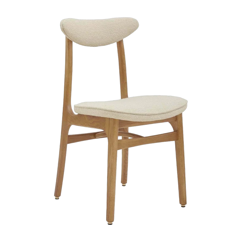 Chaise en tissu bouclé crème et frêne nature 52 x 45 Série 200-190 - 366 Concept