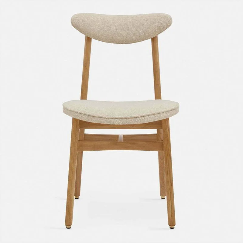 Chaise en tissu bouclé crème et frêne nature 52 x 45 Série 200-190 - 366 Concept