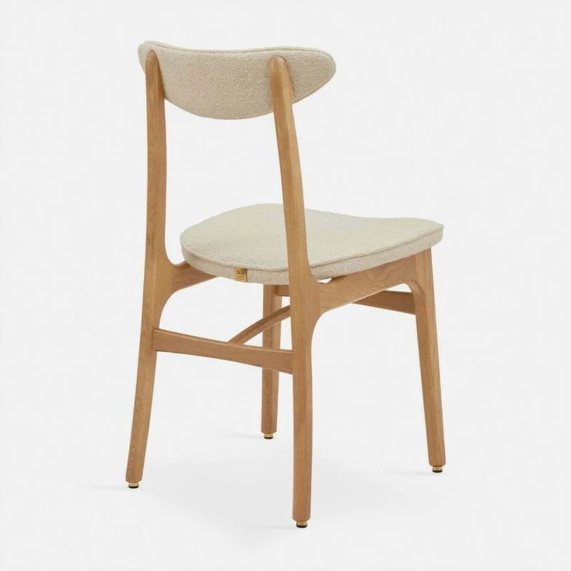 Chaise en tissu bouclé crème et frêne nature 52 x 45 Série 200-190 - 366 Concept