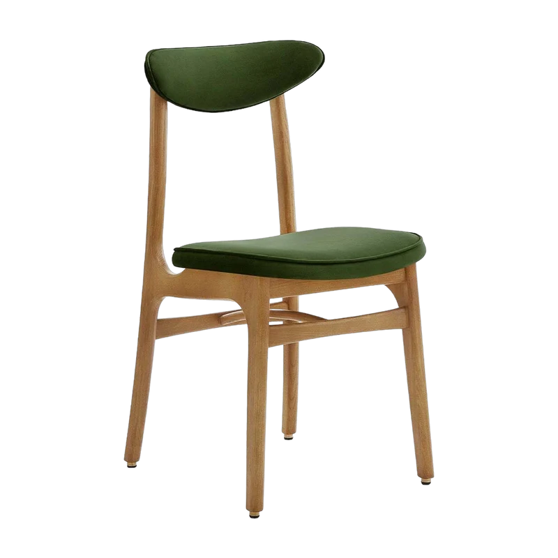 Chaise en velours vert turtle et frêne nature 52 x 45 Série 200-190 - 366 Concept