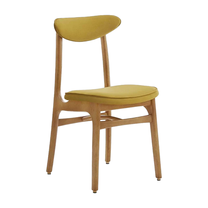 Chaise en velours brillant moutarde et frêne nature 52 x 45 Série 200-190 - 366 Concept