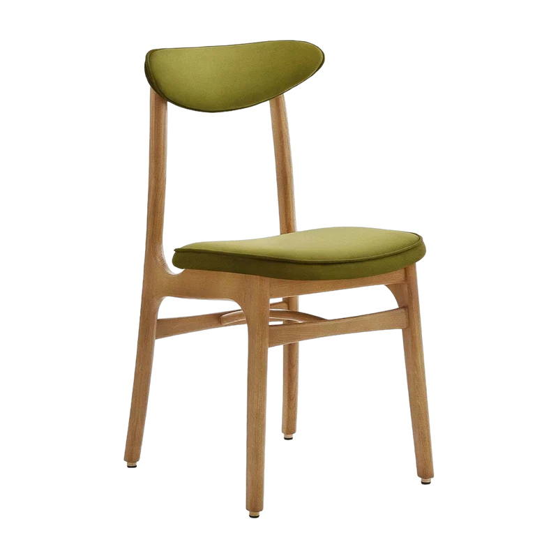 Chaise en velours olive et frêne naturel 52 x 45 Série 200-190 - 366 Concept