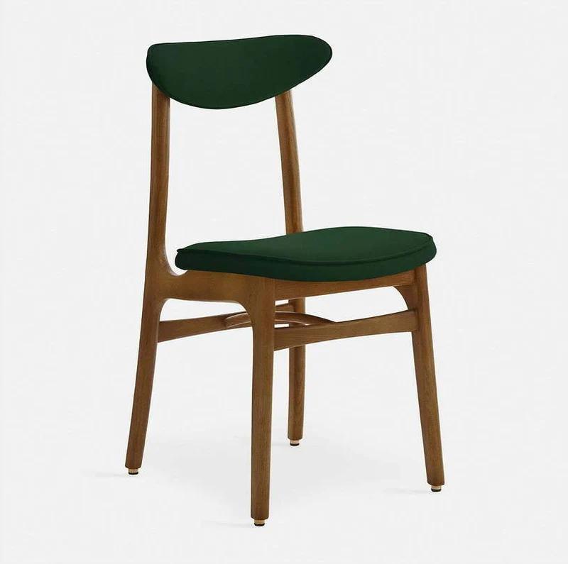 Chaise en velours olive et frêne naturel 52 x 45 Série 200-190 - 366 Concept