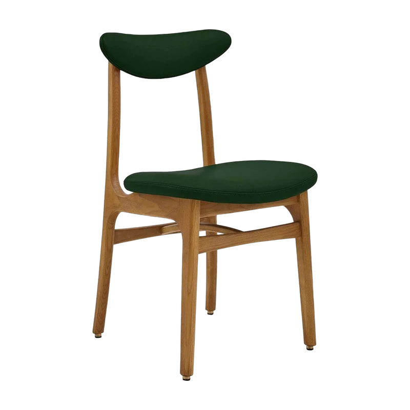 Chaise en cuir vert bouteille et frêne foncé 52 x 45 Série 200-190 - 366 Concept
