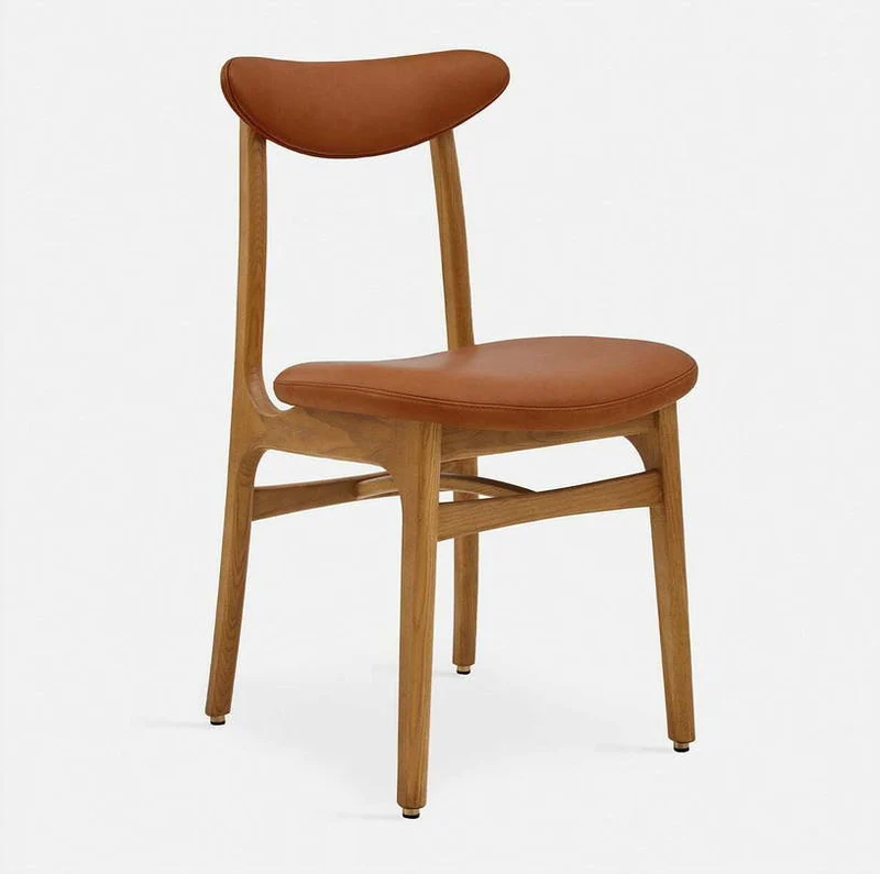 Chaise en cuir vert bouteille et frêne foncé 52 x 45 Série 200-190 - 366 Concept