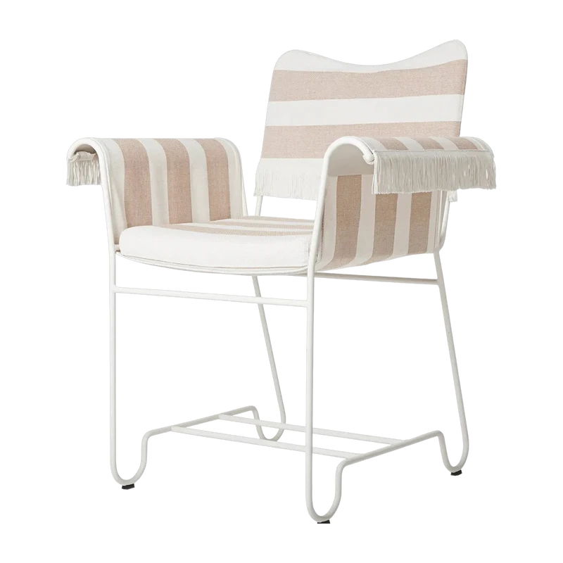 Chaise avec accoudoirs et franges motif rayures Leslie et Limonta Tropique - Gubi